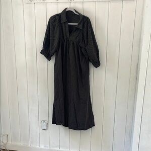 Elegant olive and navy gingham Dress